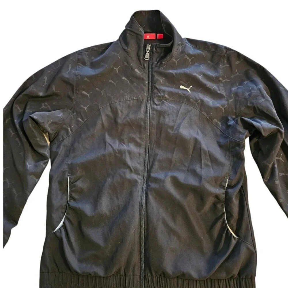 Vintage Puma Logo Track Jacket Windbreaker, Black, WMNS SZ LG